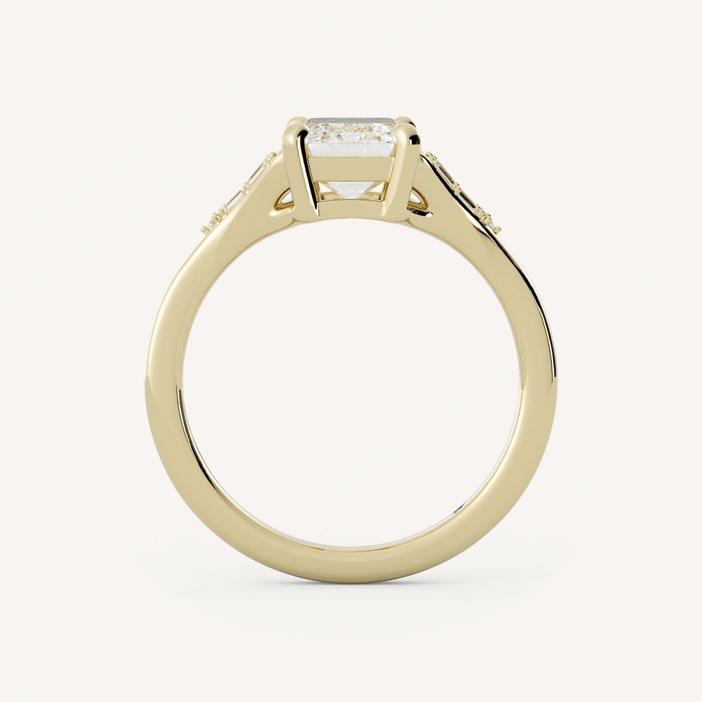 1 CT - 3 CT Emerald Cut Lab grown Diamond Pave & Split Shank Engagement Ring