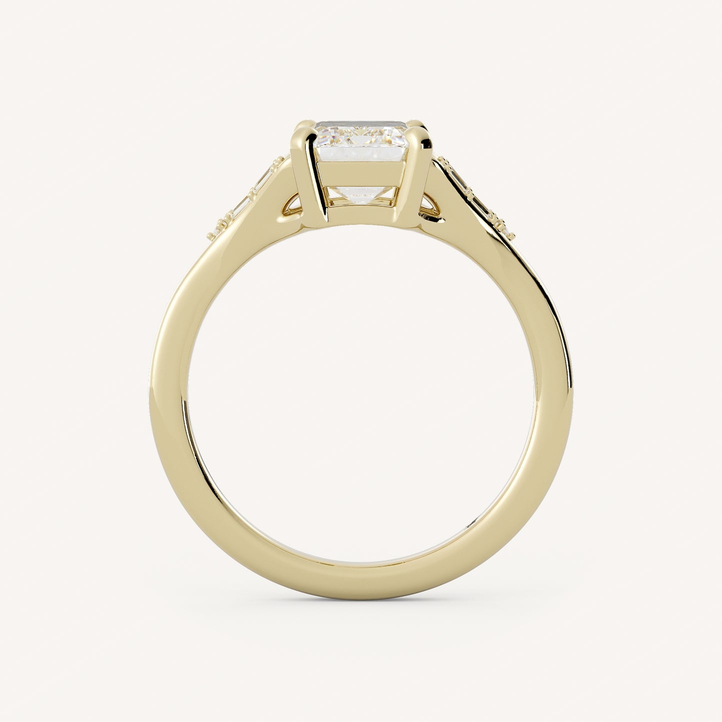 1 CT - 3 CT Emerald Cut Lab grown Diamond Pave & Split Shank Engagement Ring