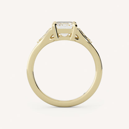 1 CT - 3 CT Emerald Cut Lab grown Diamond Pave & Split Shank Engagement Ring