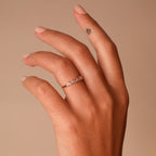 0.37 TCW Half Moon CVD Diamond Shared Prong Pave Wedding Band