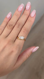 1.1 CT Marquise Cut Lab grown Diamond Curvy Engagement Ring