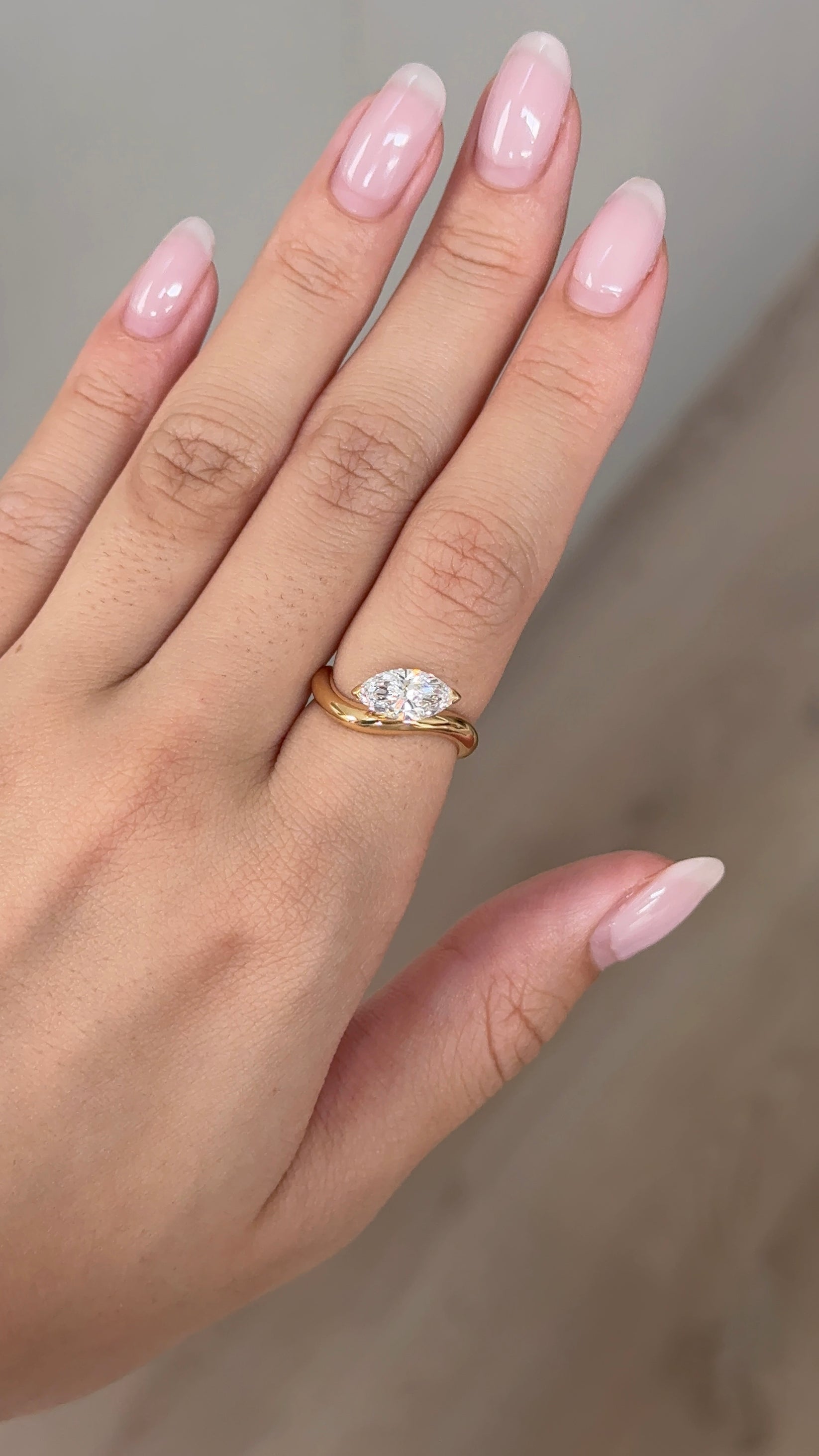 1.1 CT Marquise Cut Lab grown Diamond Curvy Engagement Ring