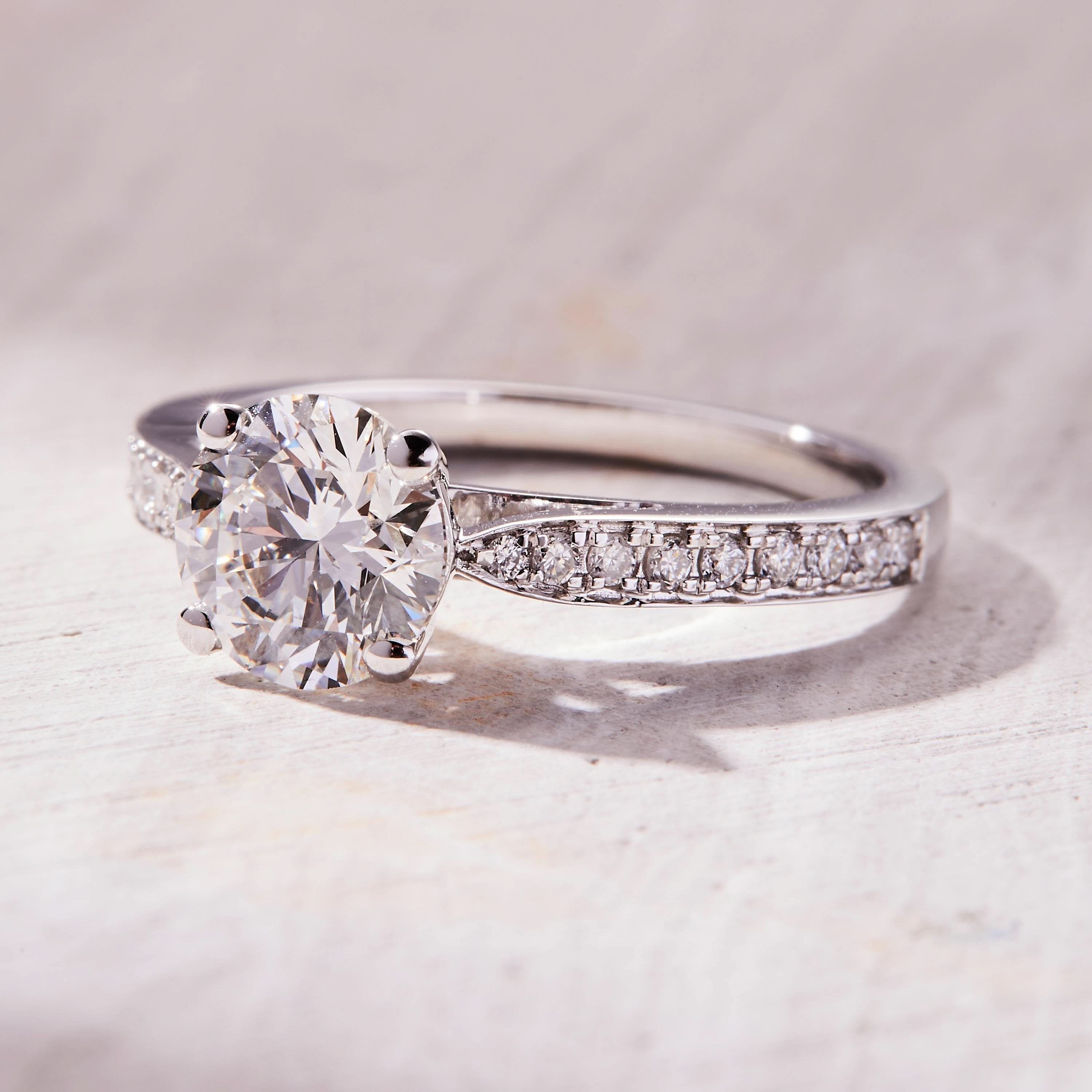 1.5 CT Round Cut Pave Unique Moissanite Engagement Ring