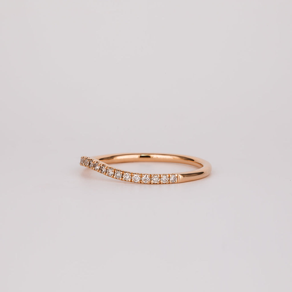 0.26 TCW Champagne CVD Diamond Curved Micro Pave Wedding Band