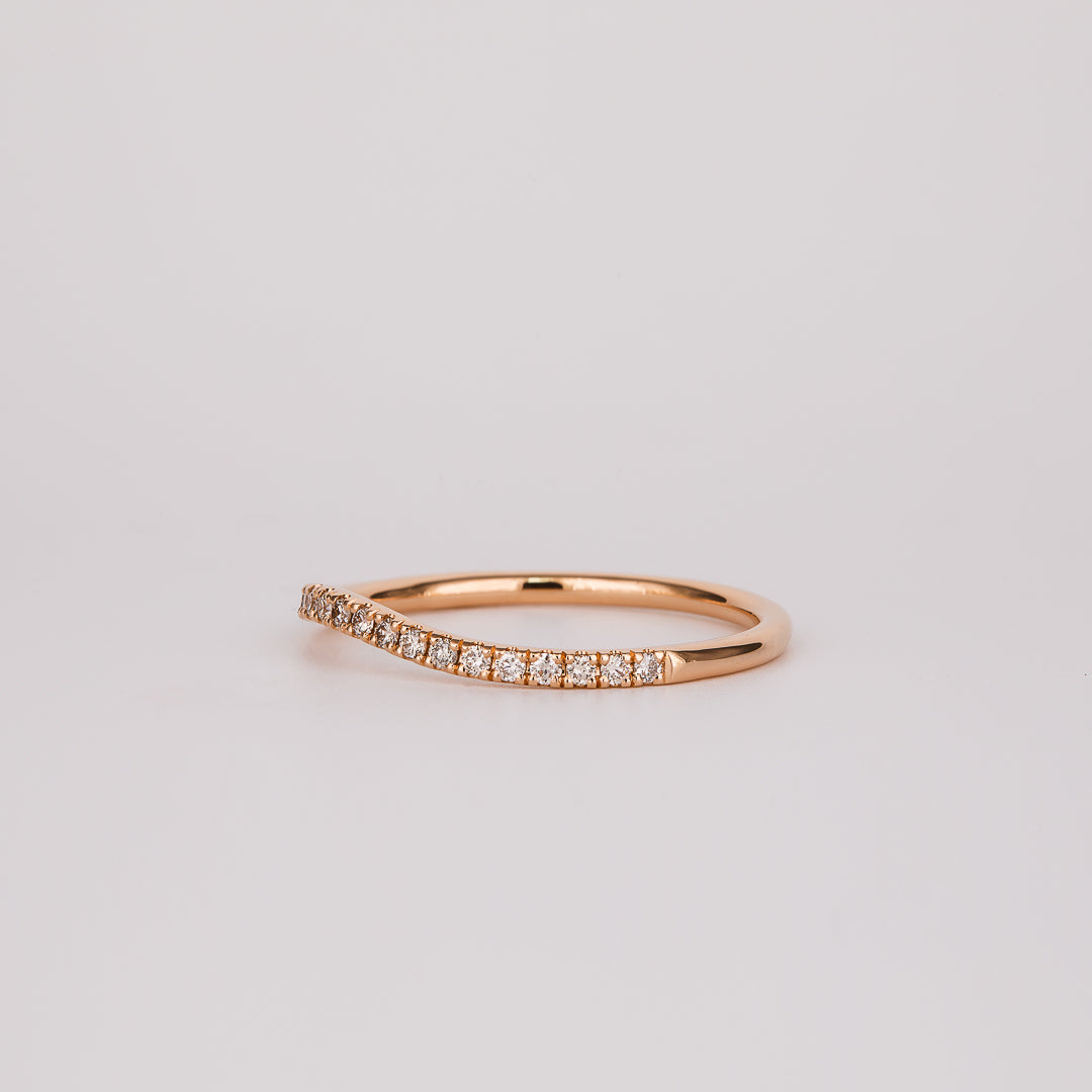 0.26 TCW Champagne CVD Diamond Curved Micro Pave Wedding Band