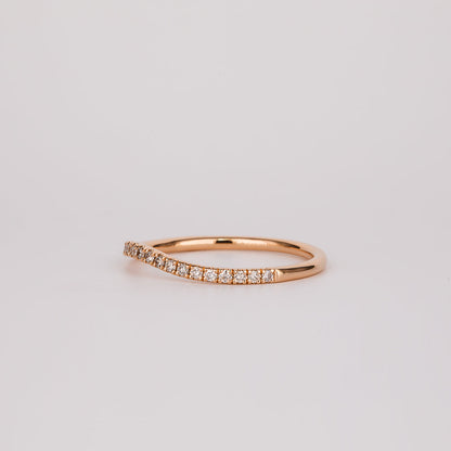 0.26 TCW Champagne CVD Diamond Curved Micro Pave Wedding Band