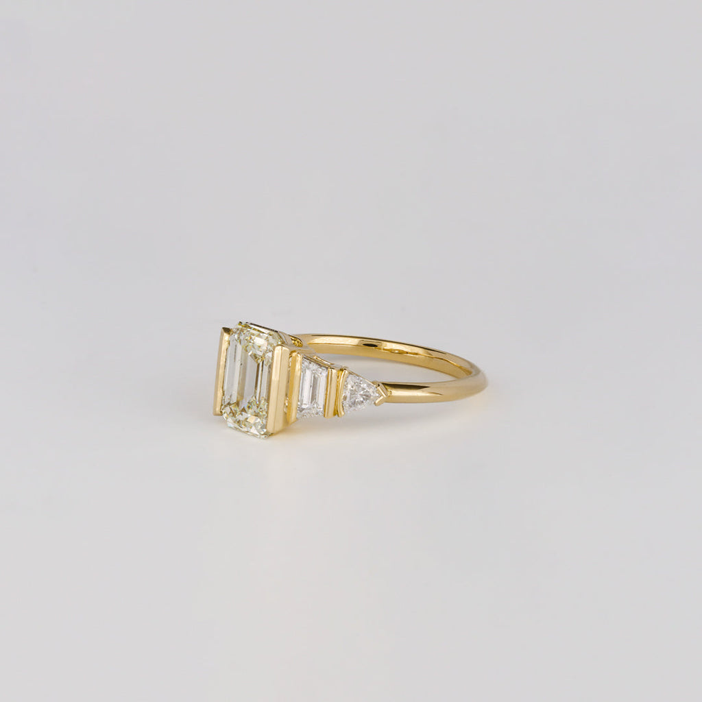 2.01 CT Emerald Cut Lab grown Diamond Five Stone Engagement Ring