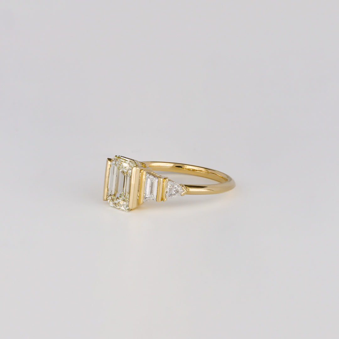 2.01 CT Emerald Cut Lab grown Diamond Five Stone Engagement Ring