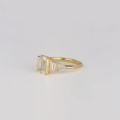 2.01 CT Emerald Cut Lab grown Diamond Five Stone Engagement Ring