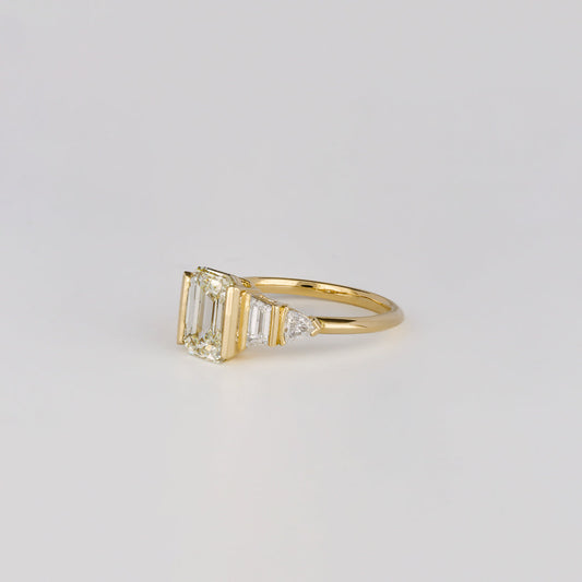 2.01 CT Emerald Cut Lab grown Diamond Five Stone Engagement Ring