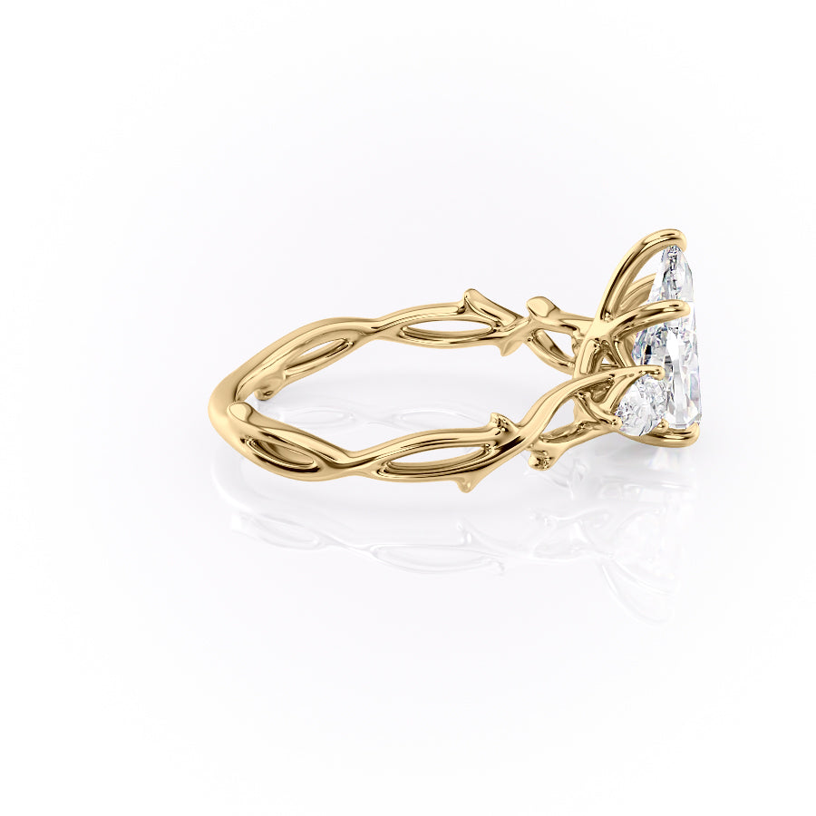 2 CT - 3 CT Pear Cut Three Stone Twig Moissanite Engagement Ring