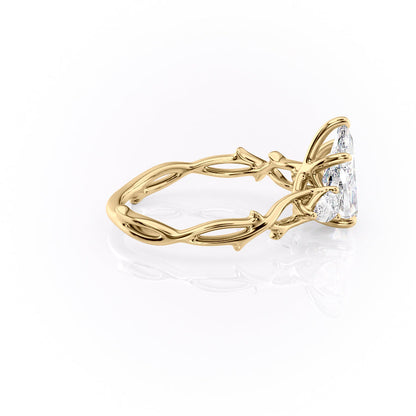 2 CT - 3 CT Pear Cut Three Stone Twig Moissanite Engagement Ring