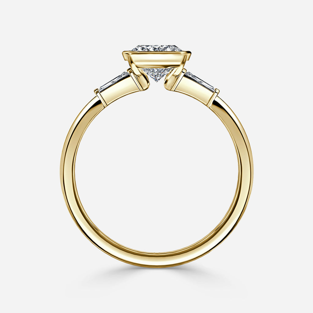 1.5 CT - 2.5 CT Oval Cut Three Stone Bezel Set Moissanite Engagement Ring