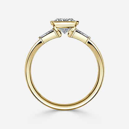 1.5 CT - 2.5 CT Oval Cut Three Stone Bezel Set Moissanite Engagement Ring