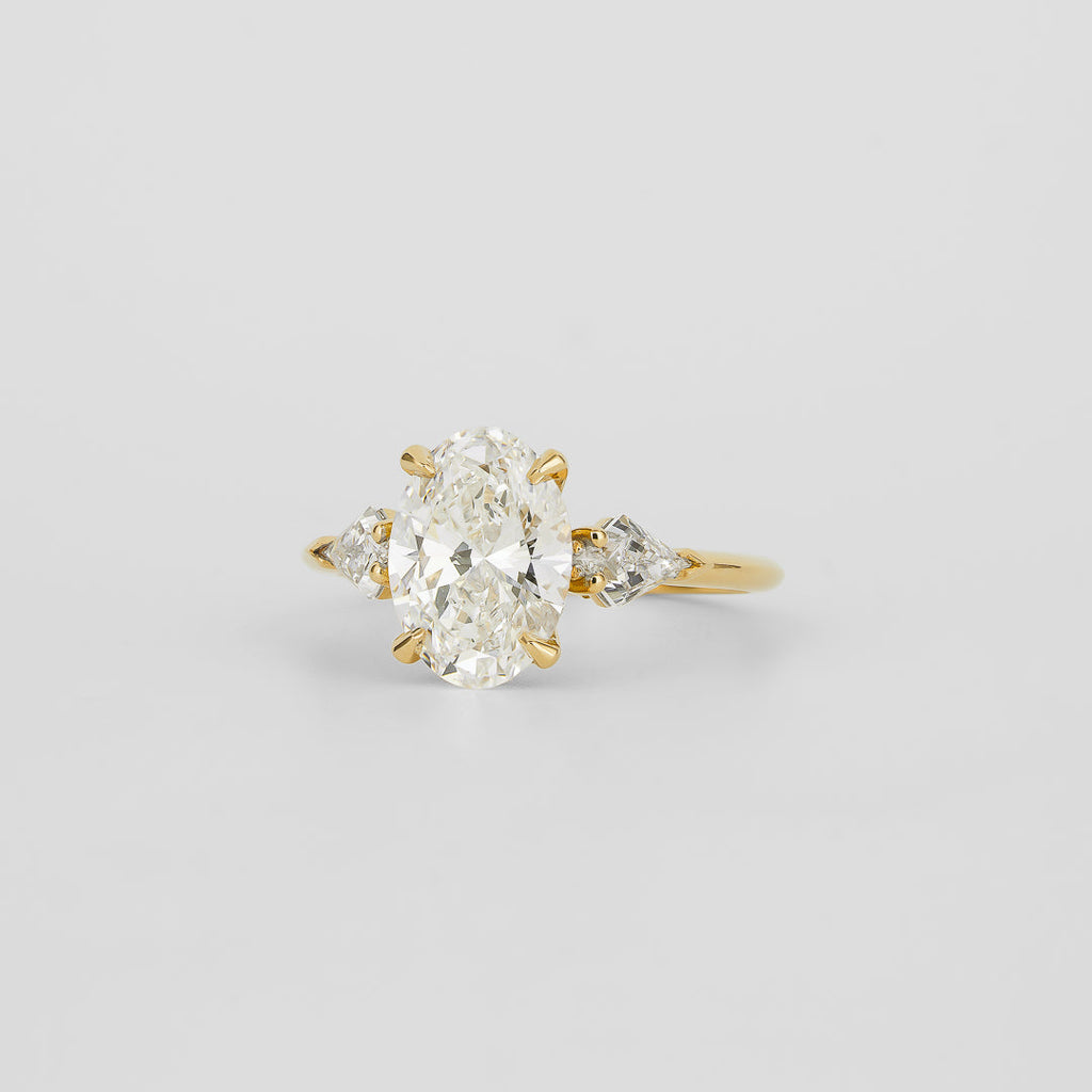 2.02 CT - 3.02 CT Oval Cut Lab grown Diamond Three Stone Engagement Ring