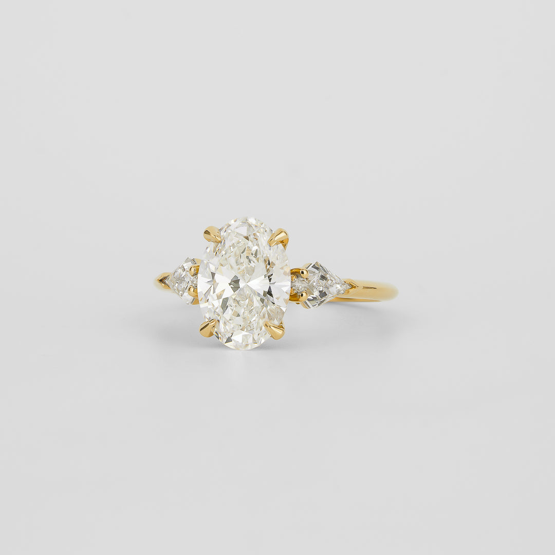 2.02 CT - 3.02 CT Oval Cut Lab grown Diamond Three Stone Engagement Ring