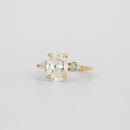 2.02 CT - 3.02 CT Oval Cut Lab grown Diamond Three Stone Engagement Ring