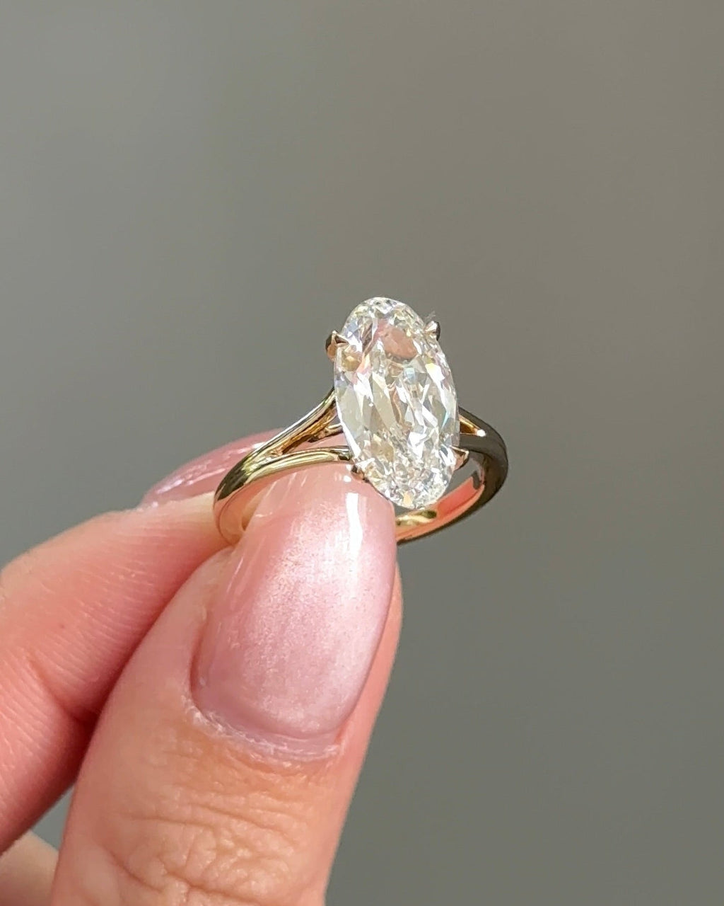 3.53 CT Antique Moval Cut Lab grown Diamond Wide Split Shank with Hidden Halo Engagement Ring