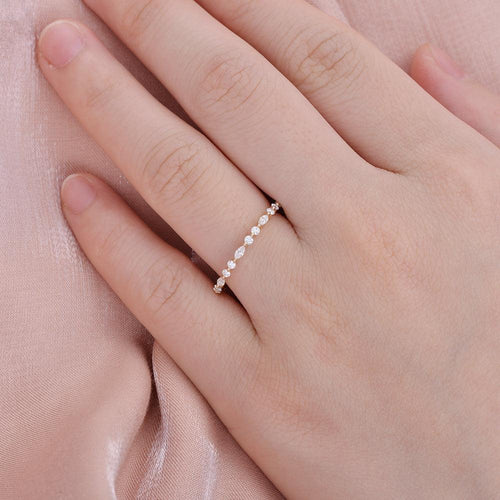 0.17 TCW Marquise & Round Moissanite Full Eternity Wedding Band