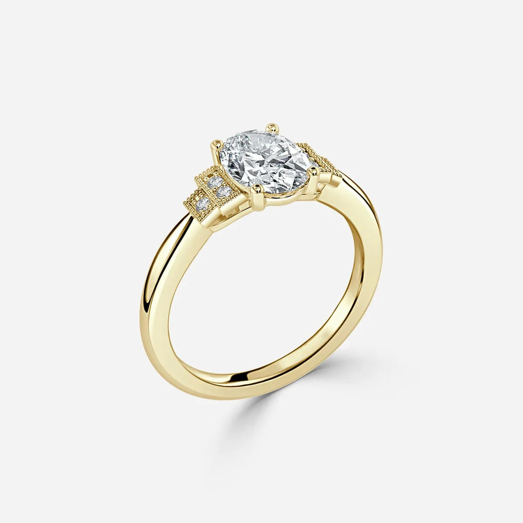 0.6 CT - 1.5 CT Oval Cut Milgrain Cluster Moissanite Engagement Ring
