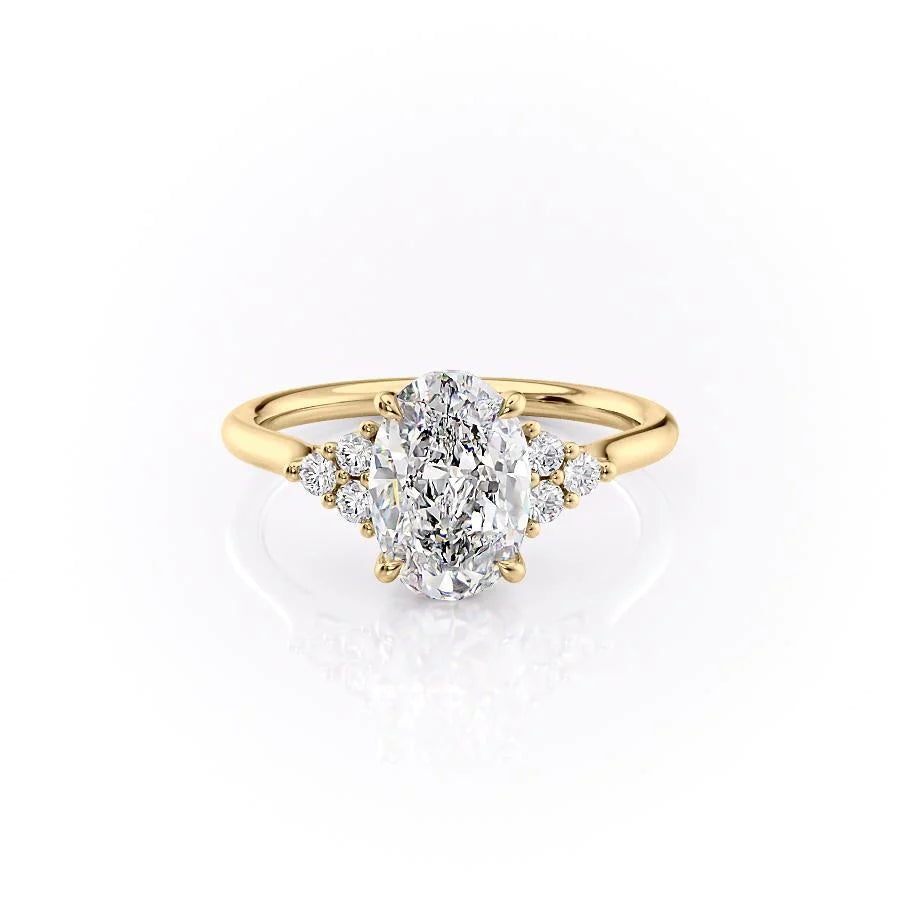 1.5 CT - 2.5 CT Oval Cut Cluster Moissanite Engagement Ring