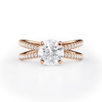 1.5 CT Round Cut Criss-Cross Pave Moissanite Engagement Ring