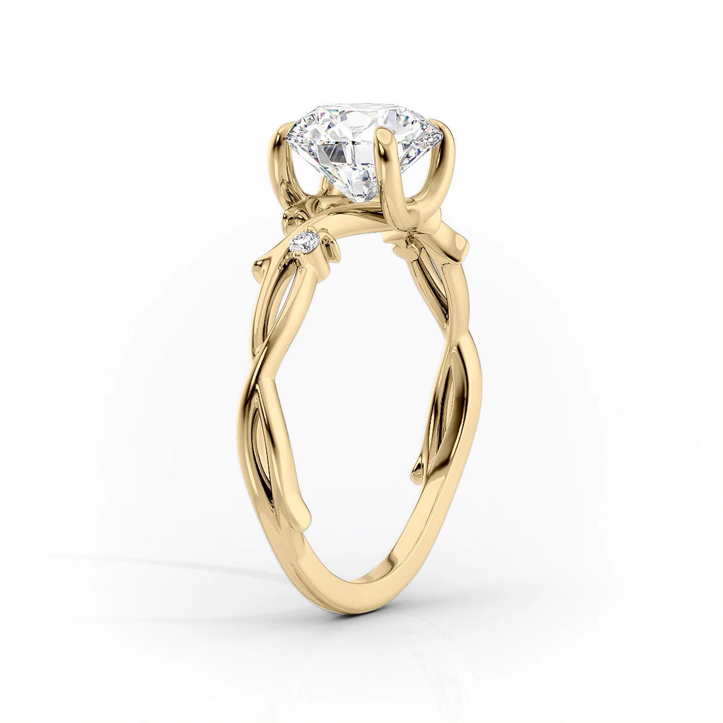 1 CT - 2 CT Oval Cut Twig Style Moissanite Engagement Ring