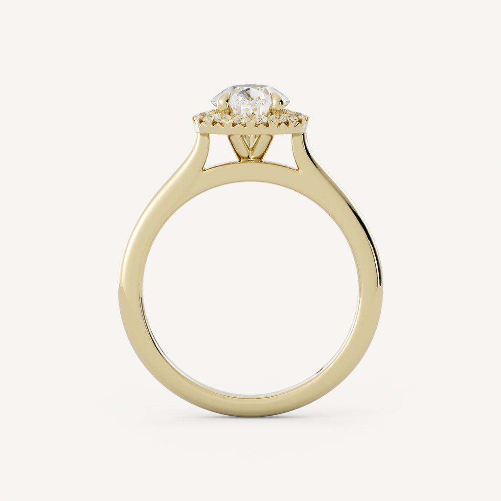 1.25 CT - 2.25 CT Pear Cut Lab grown Diamond Halo Cathedral Setting Engagement Ring