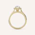 1.25 CT - 2.25 CT Pear Cut Lab grown Diamond Halo Cathedral Setting Engagement Ring
