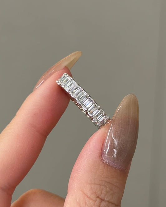 Emerald CVD Diamond Full Eternity Wedding Band