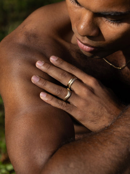 Curved Wave Style Wedding Band For Men