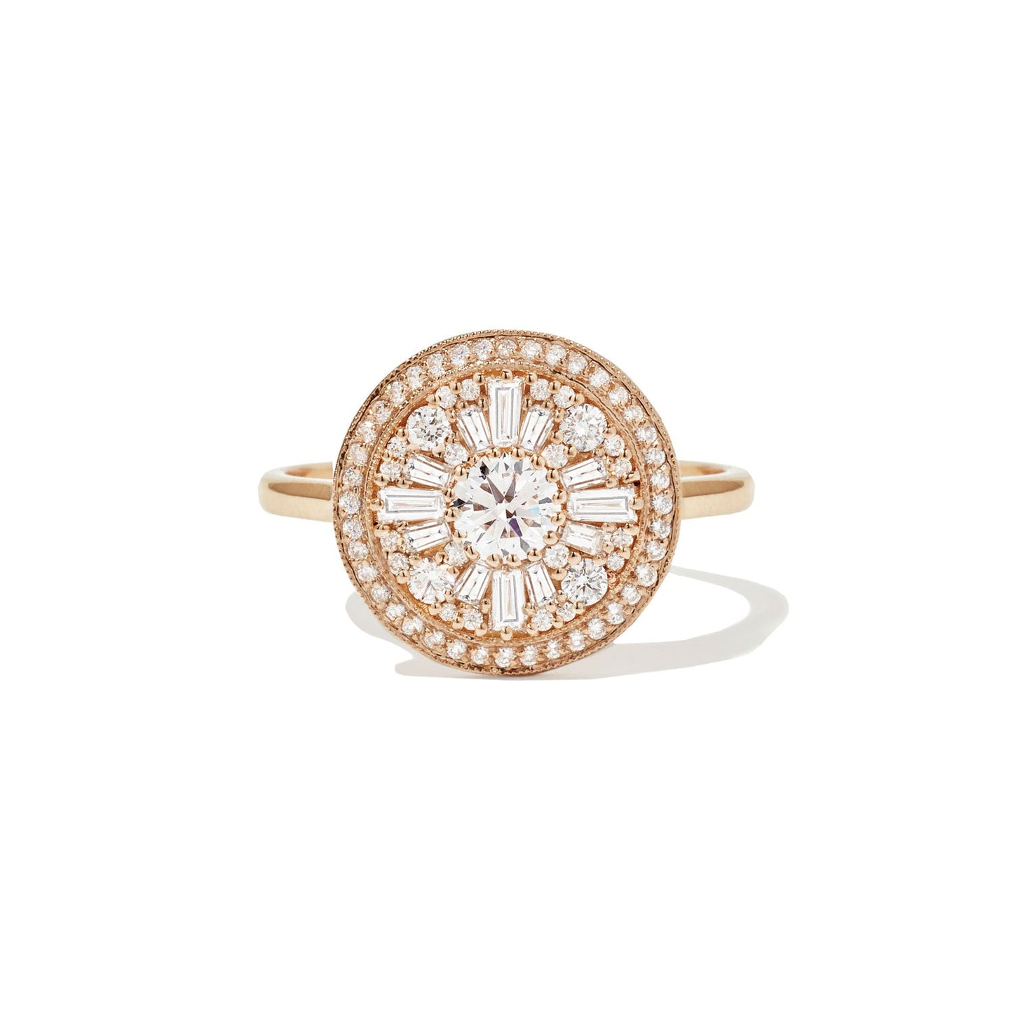 0.35 CT Round Cut Moissanite Halo Cluster Mosaic Engagement Ring