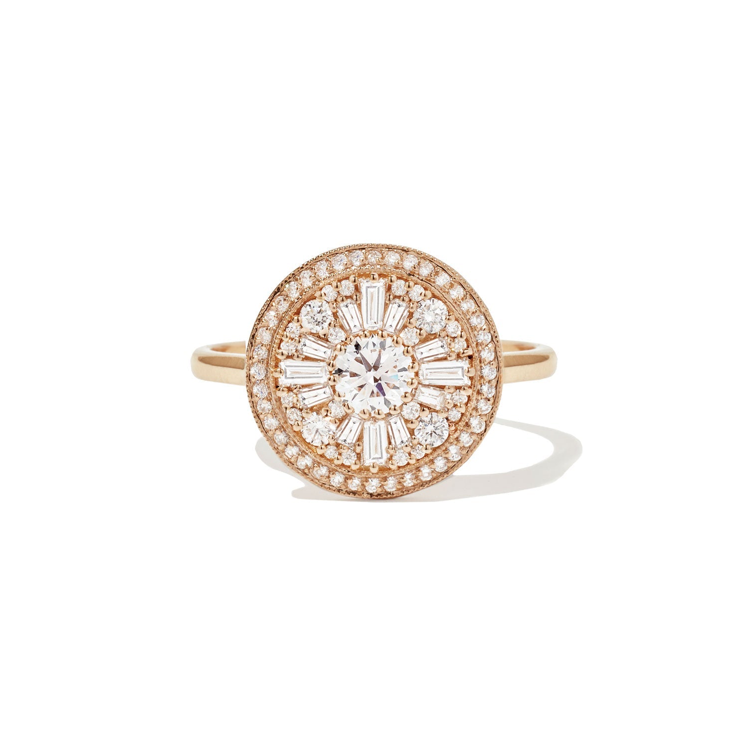 0.35 CT Round Cut Moissanite Halo Cluster Mosaic Engagement Ring