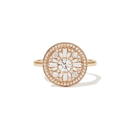 0.35 CT Round Cut Moissanite Halo Cluster Mosaic Engagement Ring