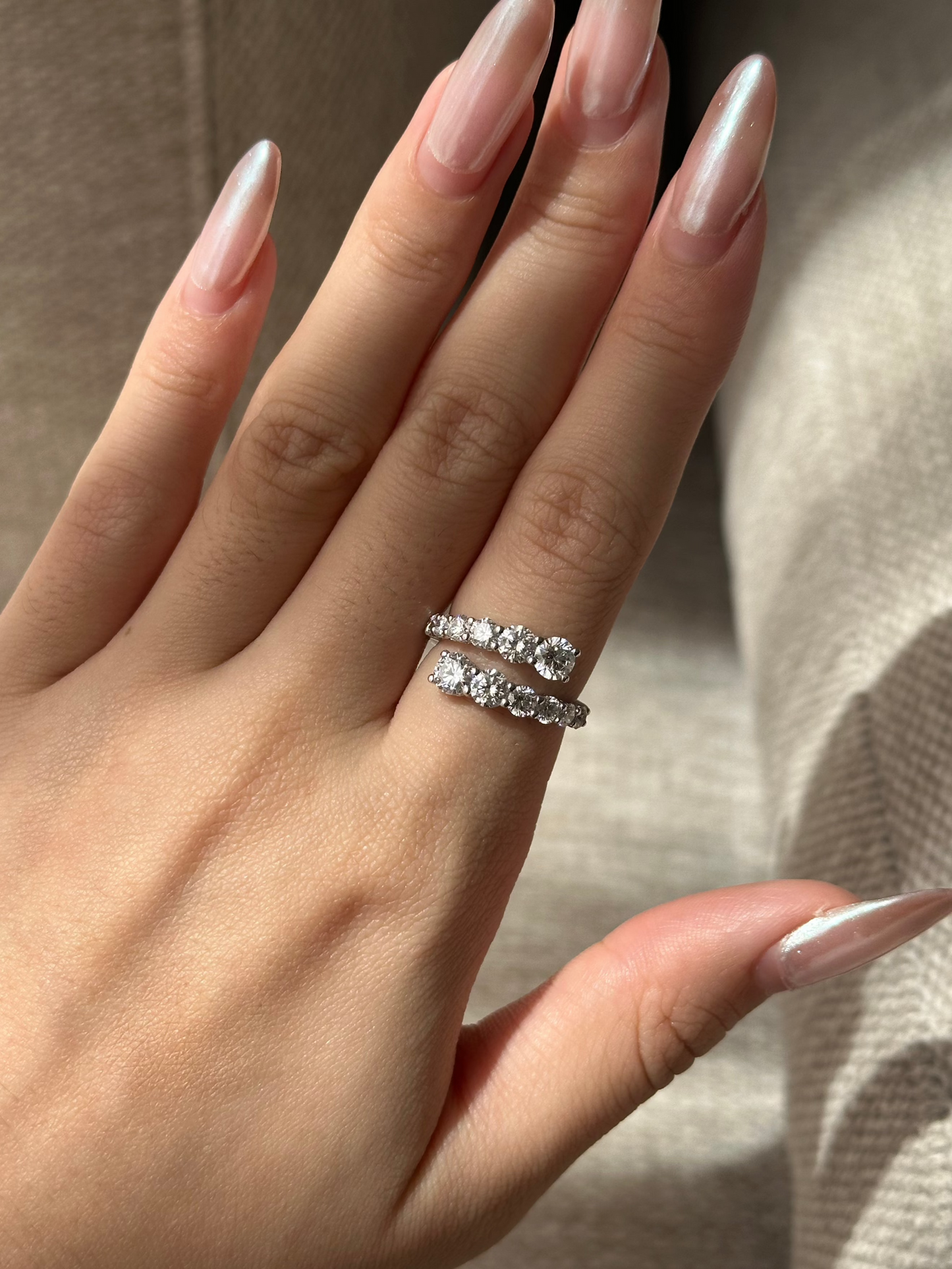 2.07 TCW Round CVD Diamond Open Wedding Band