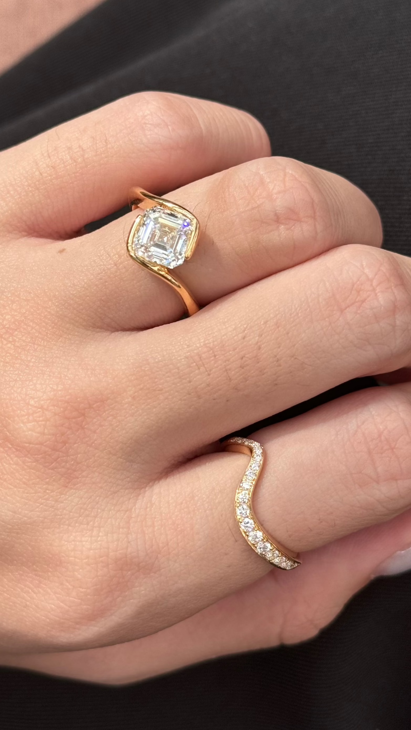 2.09 CT Asscher Cut Lab grown Diamond Engagement Ring