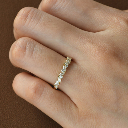 0.3 TCW Marquise Moissanite Full Eternity Cluster Wedding Band