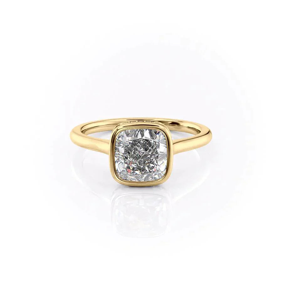 2 CT - 3 CT Cushion Cut Hidden Halo Bezel Moissanite Engagement Ring