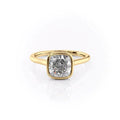 2 CT - 3 CT Cushion Cut Hidden Halo Bezel Moissanite Engagement Ring