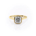 2 CT - 3 CT Cushion Cut Hidden Halo Bezel Moissanite Engagement Ring