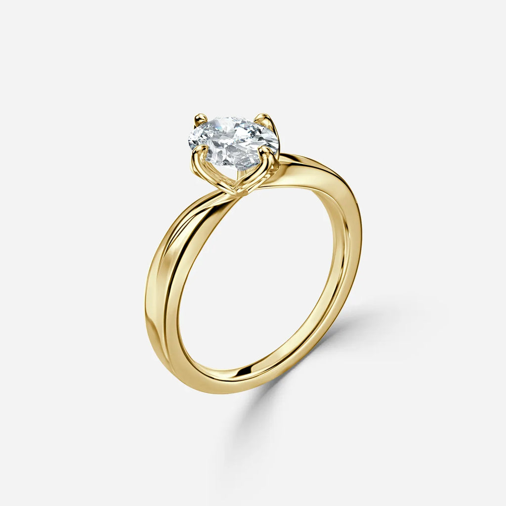 2 CT - 3 CT Oval Cut Solitaire Style Flower Moissanite Engagement Ring