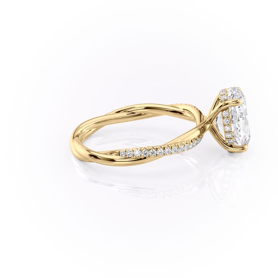 1.5 CT - 3 CT Oval Cut Hidden Halo Twisted Pave Style Moissanite Engagement Ring