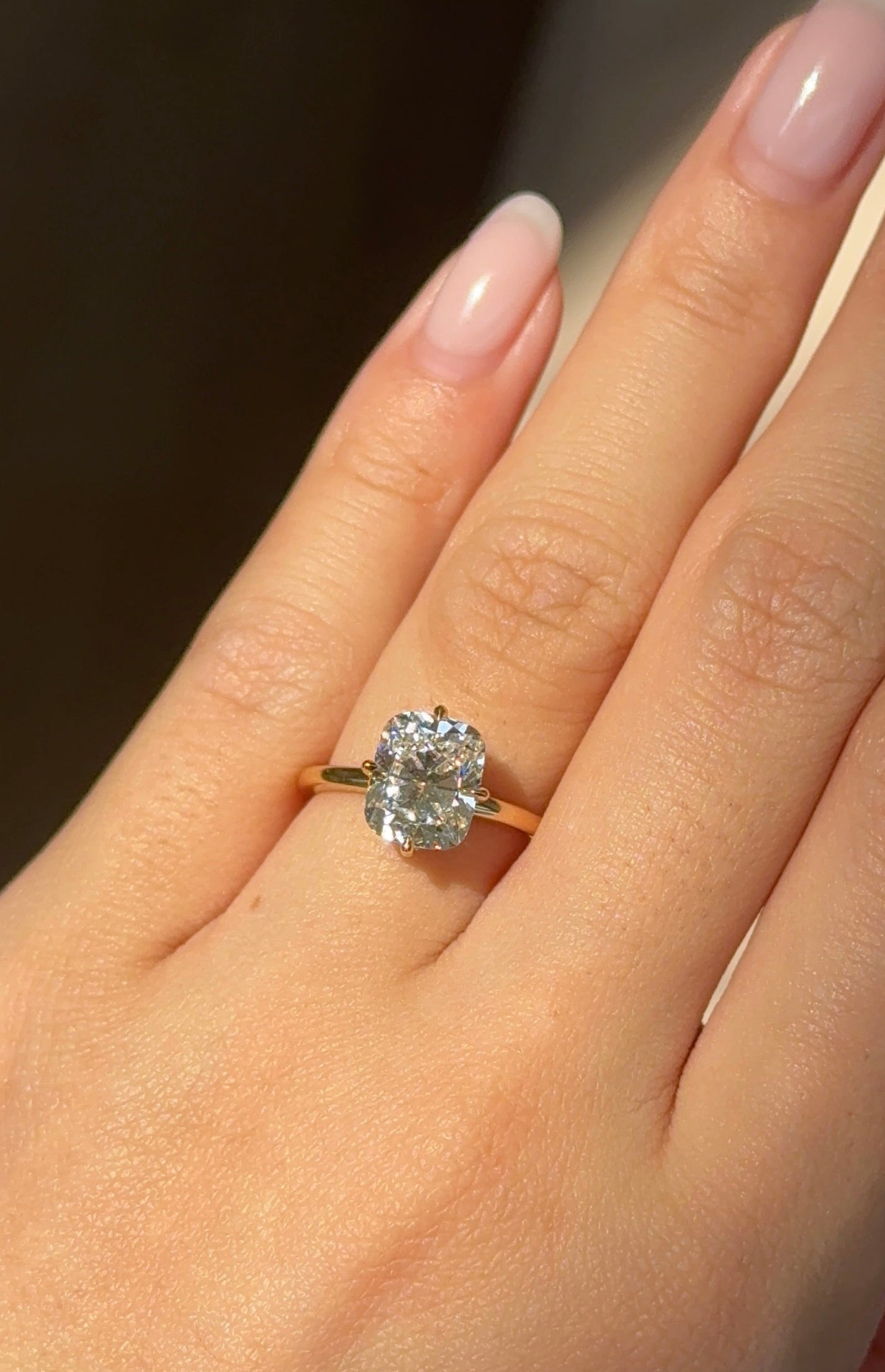 2.5 CT Cushion Cut Lab grown Diamond Hidden Halo Engagement Ring