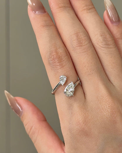 1.02 TCW Pear CVD Diamond Open Cuff Wedding Band