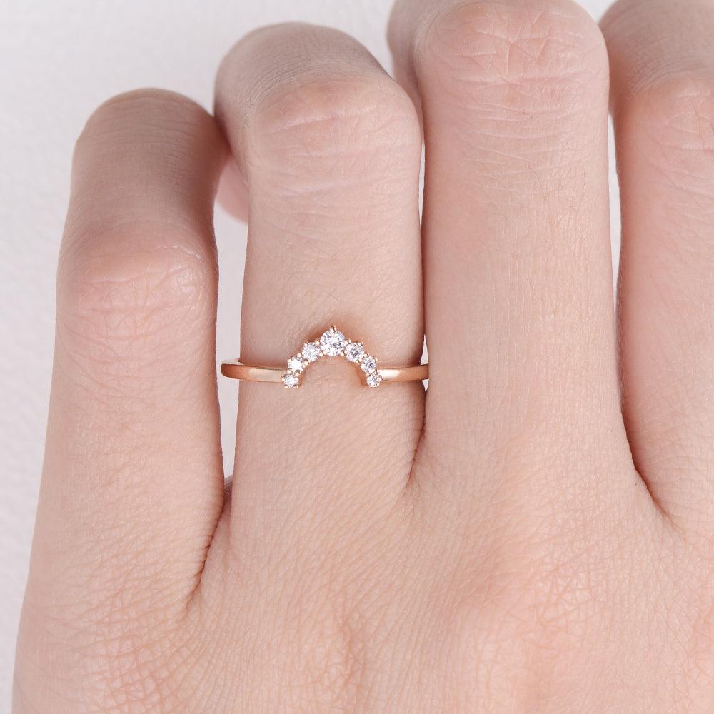 0.06 TCW Round Moissanite Cluster Curved Wedding Band