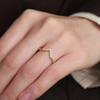 0.15 TCW Round Moissanite V-Shape Wedding Band