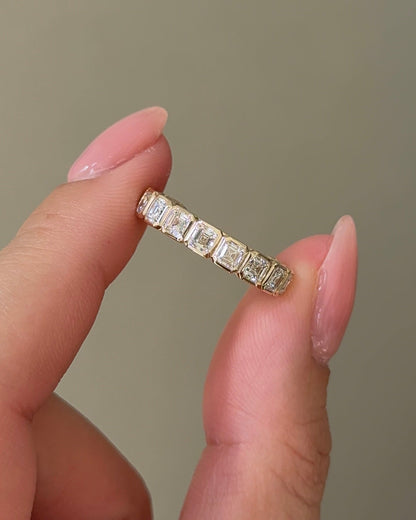 Asscher CVD Diamond Half Eternity with Bezel Wedding Band