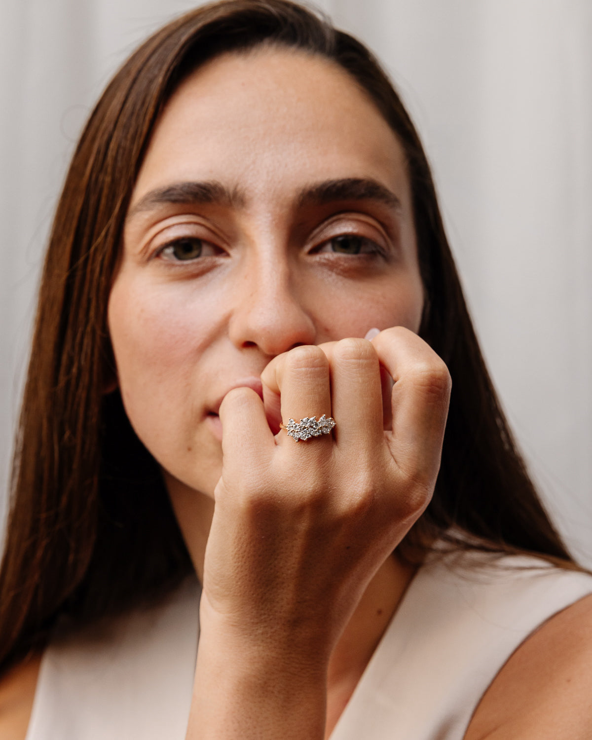 0.92 TCW Marquise Cluster CVD Diamond Wedding Band