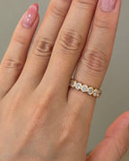 1.46 TCW Oval CVD Diamond Half Eternity with Bezel Wedding Band