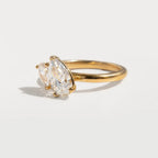1.9 CT TCW Pear Cut Two Stone Moissanite Engagement Ring